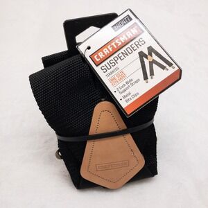 Craftsman Suspenders Mens OS Black Wide Support Straps Metal Bite Clips New